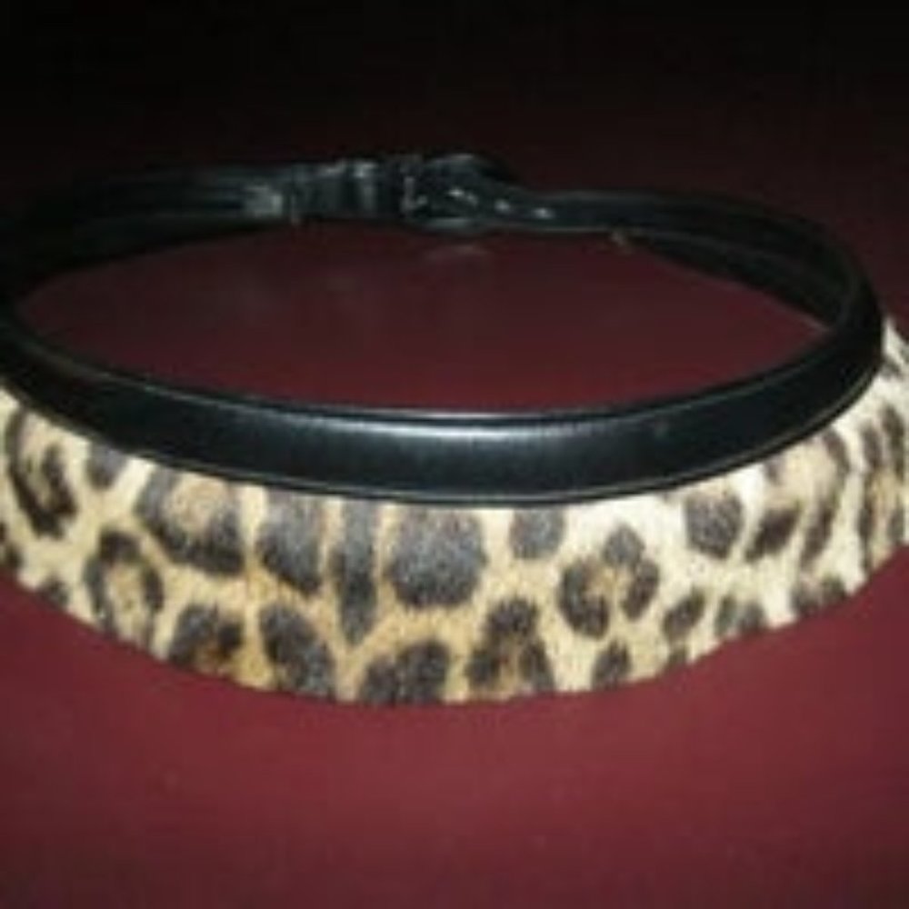 ❤️Vintage BONWIT TELLER ITALY RUNWAY Calf Leopard Fur Bib Belt Size 26-27
